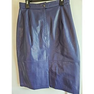 VTG Made In‎ Argentina Women Genuine Leather Lined Pencil Skirt XS purple